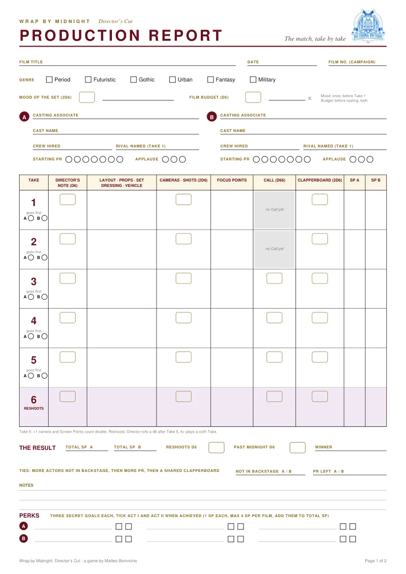 The Production Report, page 1